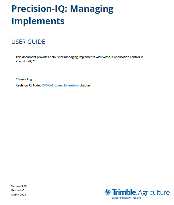 Brugermanual Precision-IQ: Managing Implements